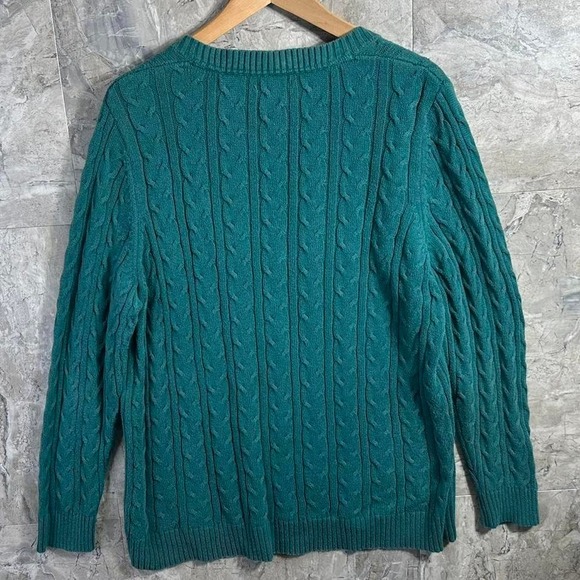 Croft & Barrow green V-Neck cable knit sweater Woman's Size XL Thick #knitwear - Picture 5 of 7